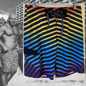 Tony Hawk Rainbow Board Shorts  30 waist x 12 inseam 94% polyester / 6% spandex